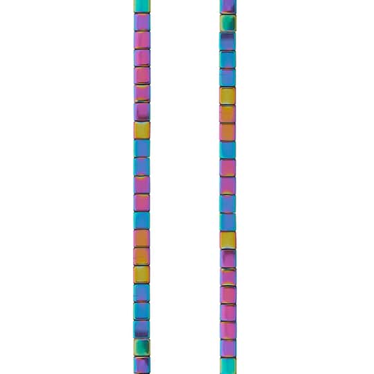 Multicolor Iridescent Hematite Square Beads, 4mm by Bead Landing&#x2122;